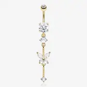 Marquise Butterfly Gem Sparkle Dangle Elegance Belly Button Ring