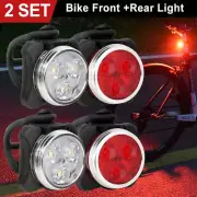 1/2Set USB Rechargeable LED Bicycle Headlight Bike Front Rear Lamp Cycling Light