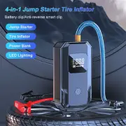 Car Jump Starter with Air Compressor Portable Booster Charger 1200A Powerful Battery Starting Device with Flashlight Tir