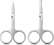 Stainless Steel Grooming Scissors Small Curved & Rounded Tip Nose Hair Clipper, Eyebrow Scissor Mustache Trimming (Pack of 2)