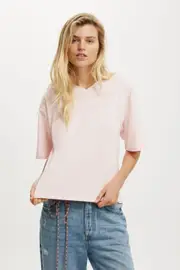 [Cotton On Women] Cotton On Women - Taylor V Neck Short Sleeve - Candy floss pink S CANDY FLOSS PINK