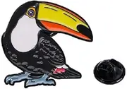 [GBJUK] Toucan Parrot Bird Enamel Pin Lapel Badge Brooch with Butterfly Clasp Back, One Size, Alloy Steel