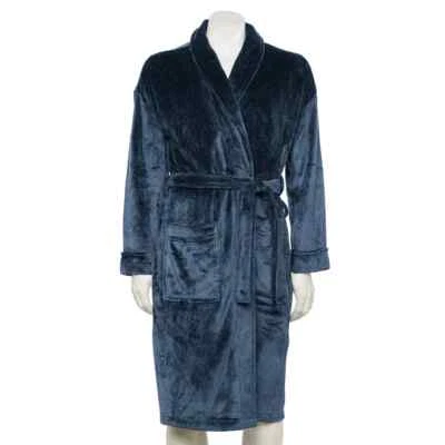 Mens Plush Robe L/XL Night Life Blue Bathrobe Christmas Gift Birthday Sonoma New