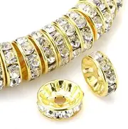 100pcs Adabele AAA Grade 4mm (0.16 Inch) Small Gold Plated Brass Rondelle Spacer Round Loose Beads Clear Crystal Rhinestone for Jewelry Crafting Making CF4-401