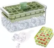 Ice Cube Trays with Lid and Bin 56 Pcs for Freezer Ice Cube Mold For Whiskey