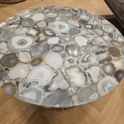 36" Natural Agate Stone Center Sofa Coffee Table Mosaic Gemstone Hallway Decors