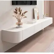 ZCSL Floating TV Unit Cabinet, Wall Mounted TV Shelf, Hanging Tv Shelf with Storage, Floating Media Console, for Living Room, Practical and Functional(220x24x20cm)