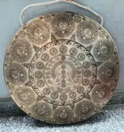 Seven Chakra Tibetan Gong-Handmade Healing Gong-Om Mane Padme Hum Manta etching