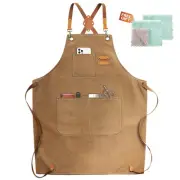 ZOMAO Chef Apron, Cotton Canvas Cross Back Apron with Pockets for Women and M...