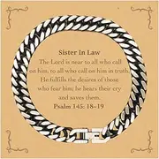 [Generic] Unique Cuban Link Chain Bracelet for Sister In Law - The Lord fulfills desires, Perfect Idea Gifts for Birthday, Christmas, and Easter, inspirational jewelry for Sister In Law, Small, Silver Plated