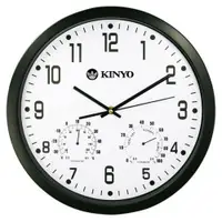 在飛比找ETMall東森購物網優惠-KINYO 溫濕度計掃描靜音14吋掛鐘(CL-130)