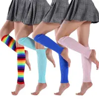 在飛比找蝦皮購物優惠-作為鉤針羅紋及膝襪,用於派對配件彩虹保暖腳套