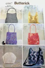 Butterick 6907 Fabic Lined Evening Bag Purse in 6 Styles Sewing Pattern