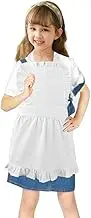 Love Potato Pure Cotton White Apron Children Cooking Apron Princess Ruffle Apron for Kids 2-4 Years Old