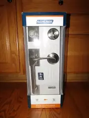 SCHLAGE CENTURY OUTSIDE MERANO LEVER ENTRY DOOR + DEAD BOLT LOCK SET - SATIN