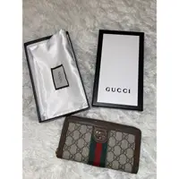 在飛比找蝦皮購物優惠-GUCCI 長夾 老花 gucci 防水帆布真皮 拉鍊長夾