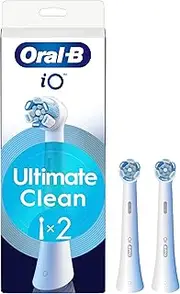 Oral-B Ultimate Clean Genuine White Replacement Brush Set of 2 Deep Brushing Dental Plaque Removal Round Brush for Oral B iO Electric Brushes