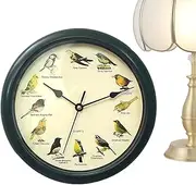 Bird Wall Clock - 10 Inches Silent Cuckoo Clock | Birdsong Clock Original | Dynamic Vintage Bird Clocks with 12 Birds Sounds | Quiet Time at Night for Home, Bedroom, Living Room, Kitchen