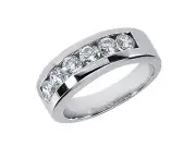 Real 1.5Ct Round Cut Classic Channel Set Mens Ring Solid 10k White Gold JK I1-I2