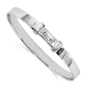 Sterling Silver Rhod-Plate Childs Enamel Angel Expandable Bangle