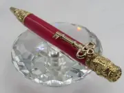 BEAUTIFUL HIGH QUALITY HANDMADE SKELETON KEY RED PEARL ACRYLIC TWIST BP PEN
