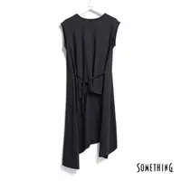 在飛比找momo購物網優惠-【SOMETHING】女裝 無袖造型長版短袖T恤(黑色)