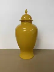ETHAN ALLEN Mustard Temple Jar Vase Urn Made in Italy Ceramic Large