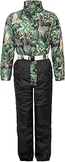 [FunkyAlps] Jungle Ski Suit - Unisex Jungle Retro Ski Outfit - Windproof and Waterproof - Perfect for Après Ski - Available in Sizes S to XXL, jungle, XX-Large