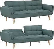 Familand 3 Seater Convertible Futon Sofa Bed, Linen Loveseat Sofa Couch with 2X Pillows, Recliner Sofa Lounge with Adjustable Backrest, Comfy Couch for Small Spaces, Living Room, Bedroom,Load 300kg