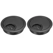 2Pcs Desk Cable Hole Cover Zinc Alloy Cord Raceway Great 53mm Black