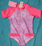 SURFSUIT. RIPCURL Girls YAMBA Pink. All in One swimwear Size 4-5yr NEW rrp$59.99