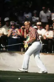 Jack Nicklaus watches his putt on No 16 green during Thursda - 1972 Old Photo