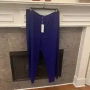 NWT Eileen Fisher Blue Violet Tencel Crinkled Wide-Leg Side-Slit Pants 2X $188