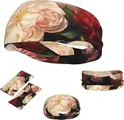 [QMNEHJ] Sports Headband for Men Women Moisture Wicking Athletic Sweatband Bowl with Peonies and Rose Workout Sweat Bands Non Slip Headbands Stretchy Hairband for Running Cycling Football Yoga