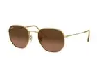 RAY BAN | NEW | HEXAGONAL LARGE | FLAT LENS | 3548N 912443 | 54 | GOLD | BROWN