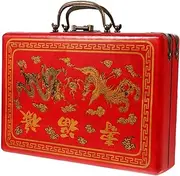 VICASKY Mahjong Box Chinese Mahjong Organizer Empty Rectangle Mahjong Tiles Wood Case Traditional Mahjong Storage Box for Chinese Style Game Play