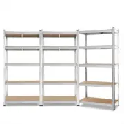Giantz 3 X 0.9m 5 Shelf Steel Warehouse Rack - Silver