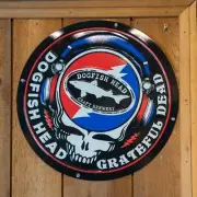 RARE DOGFISH GRATEFUL DEAD METAL SIGN LARGE 15+"" TACKER SKULL LIGHTNING RARE