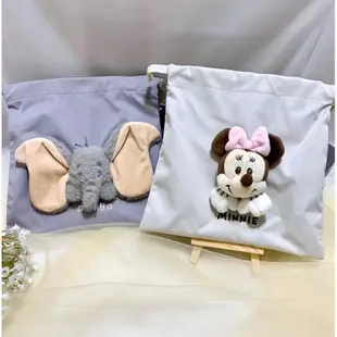 日本迪士尼商店折扣/特價品~ PLUSH GOODS立體束口袋米妮 小飛象