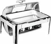 Chafing Dish Buffet Set, 9L Insulated Heater, Rectangular Heater with Visible Roll Top Food Tray, Water Tray, Fuel Rack for Weddings, Parties, Banquets, Dining~