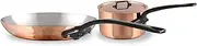 [Mauviel] M'Heritage 150 CI 1.5mm Polished Copper & Stainless Steel DeLuxe 3-Piece Cookware Set, With Sauce Pan With Lid, 1.2-Qt and Frying Pan 7.8-In, Cast Iron Handles, Made in France