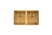 AGUZZO Stainless Steel Kitchen Sink - 770mm Double Bowl - Brushed Gold - Top/Under Mount