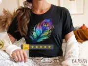 Peacock Feather Watercolor Shirt, Colorful Peacock