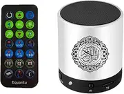 Kellegour Mini Bluetooth Speaker, Digital Quran Speaker, Light Bluetooth Speaker, Electronic Talking Digital Quran Player, USB Rechargeable, 8GB TF FM, with Remote Control, (Silver)