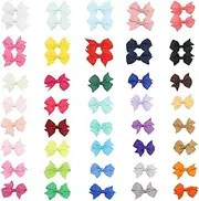 Xvbhaq 50 Pack 2 Inch Mini Bow Hair Clips for Baby Girls, Non-slip Small Bows, Full Silk Ribbon Wrap, Soft Nursery Accessories, Little Princess, Sweet Hair Style
