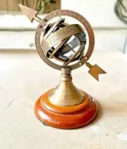 Antique Brass Armillary Sphere Arrow Globe Brown Brass Collectible Gift