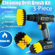Yellow drill brush set with medium hardness bristles for cleaning kitchens,cars