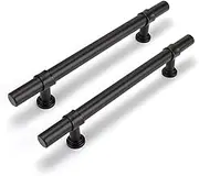 LONTAN 10 Black Cupboard 160mm T-Shaped Black Drawer Handles Dresser Cabinet Pulls Vintage Wardrobe Bedroom Cupboard Door Pulls