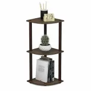 Furinno 3-Tier Corner Display Rack Multipurpose Shelving Unit, Walnut/Brown