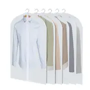 Catzon 6 Pcs Clear Garment Bag Dust-Proof with Zipper for Closet Storage